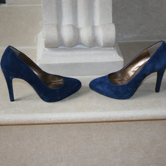 Jessica Simpson Marya Sapphire Blue Suede Pumps 9 1/2 Medium - Picture 4 of 10